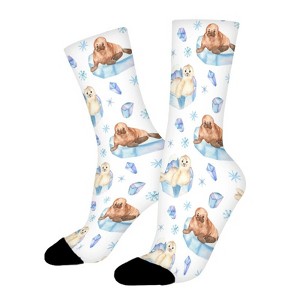 Cute Seals Women Printed Crew Socks Funny Funky Socks Soft Polyester Novelty Gifts for Artists Men - 1 of 1