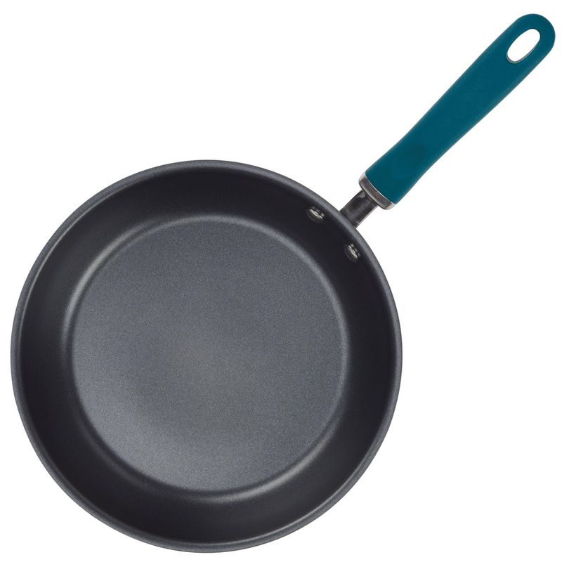 Rachael Ray Create Delicious 10.25&#34; Hard Anodized Aluminum Nonstick Deep Fry Pan w/ Lid Teal Handles, 4 of 6