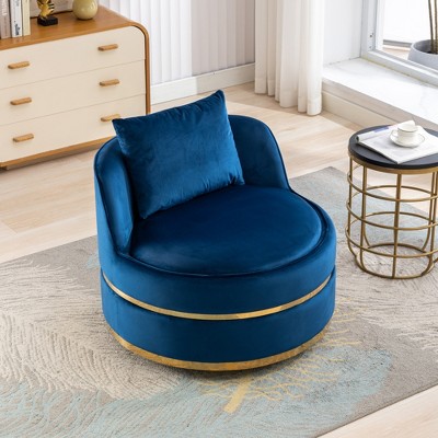 360 Degree Swivel Accent Chair, Velvet Upholstered Barrel Chair with Cushion-ModernLuxe