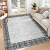 Modern Bordered Striped Runner Rug - Washable Stain Resistant Throw Carpet with Non-Slip Backing Low Pile Floor Cover for Hallway Laundry Bedroom - 2 of 4