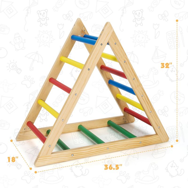 Costway Climbing Triangle Ladder, Wooden Triangle Climber, Educational Triangle Climber, 3 of 11