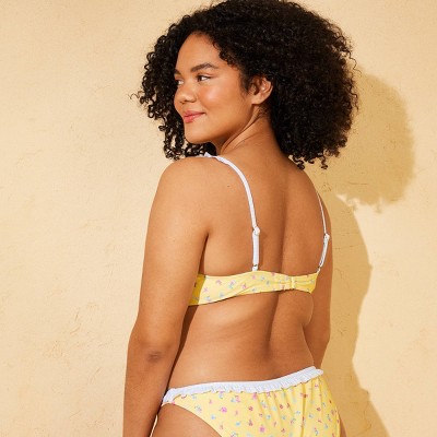 Wild Fable Demetra Dias with Wild Fable Women's Floral Print and Gingham Ruffle Underwire Bikini Top - Yellow S — фото 5