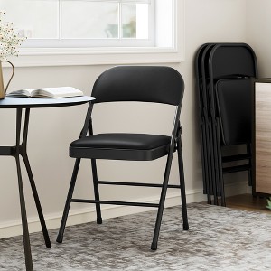 Padded Folding Chairs, Comfortable Foldable Chairs with Soft Cushion, Portable Metal Chairs, Stackable Commercial Chairs - 1 of 4