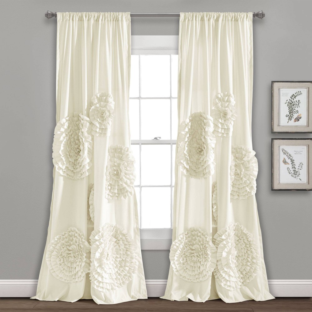 Photos - Curtains & Drapes 84"x54" Serena Sheer Window Curtain Ivory - Lush Décor