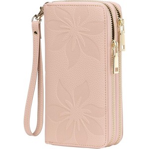 FATMOON Large Capacity Double Zip RFID Blocking Women’s Wallet - Genuine Leather Wristlet Clutch for Travel,Everyday Use - 1 of 4