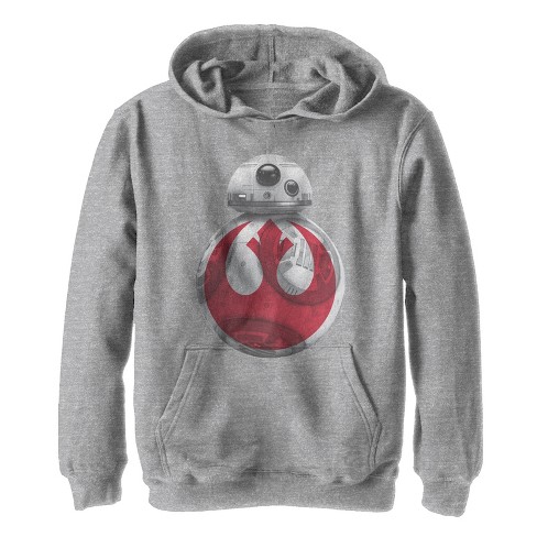 Boy s Star Wars The Last Jedi Bb 8 Rebel Symbol Pull Over Hoodie Athletic Heather X Large Target