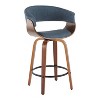 Set of 2 Vintage Modern Counter Height Barstools Walnut/Black/Blue - LumiSource: Fixed-Height, Swivel, Footrest - image 2 of 4