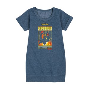- Pokémon - Charmander Retro Gamer Graphic Short Sleeve Fleece Dress - 1 of 4