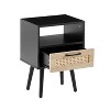 Conner 15.75" Rattan Nightstands with Drawer and Solid Wood Legs, Bedside End Table for Living Room, Bedroom, Indoor Furniture - The Pop Home - 3 of 4