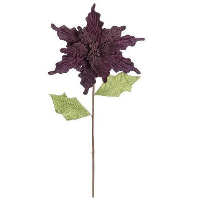 Northlight 24" Purple and Green Glittered Artificial Poinsettia Christmas Spray