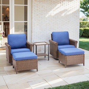 Buenhomino Outdoor Patio Furniture Set-5 Pieces All-Weather Wicker Outdoor Furniture with High Back Outdoor Swivel Glider Rocker Chairs - 1 of 4