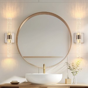 YANSUN 18 in. 2-Light Brushed Nickel Modern/Contemporary Glass Bubble LED Vanity Light Bar with 3CCT Function for Living Room Nickel - 1 of 1