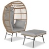 COZONY Oversized Wicker Egg Chair with Ottoman - Waterproof UV-Resistant Patio Lounge Chair, Beige Cushions for Garden, Balcony, Living Room - 2 of 4