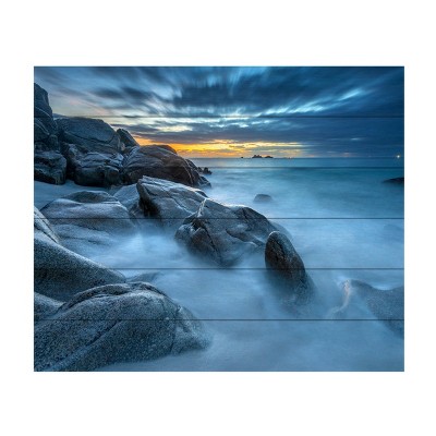 Blue Hour Ocean Landscape Canvas Art in 18x22