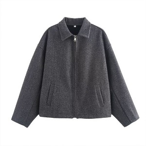 Women's Long Sleeve Zip Up Fleece Jacket Fall Casual Polar Coat Loose Fit Warm Soft Vintage Style Winter Jacket With Pocket - 1 of 4