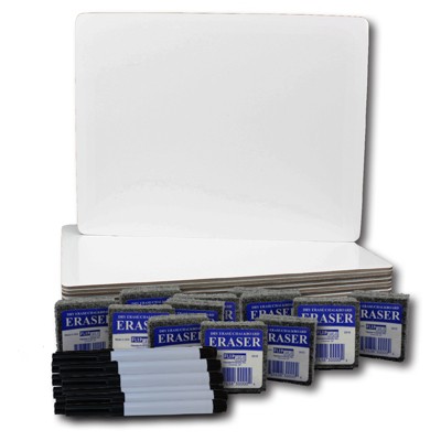 Flipside Products Dry Erase Board 9" x 12" + Pen + Student Eraser Set, 12 Sets