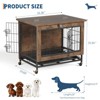 Small Dog Crate Furniture with 2 Doors and Wheels, 26.4 in L x 19.7 in W x 25.6 in H Heavy Duty Wooden Indoor Kennel Dog House Cage Side End Table - 4 of 4