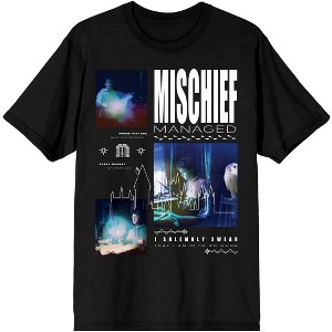 Harry Potter & Hedwig Mischief Managed Men's Black Graphic Tee Shirt - 1 of 2