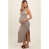 PinkBlush Beige Striped Knit Fitted Sleeveless Maternity Maxi Dress - 3 of 4