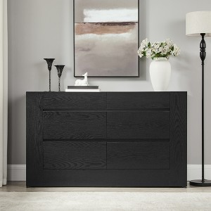 six drawer black dresser Furniture of America Wilter Black 6-Drawer 66 in. Dresser with Rounded  Edges and Nickel Finish Stainless Steel Trim IDF-71500BK-D