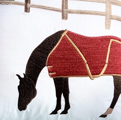 Winter Chill Embroidered Horse Outdoor Throw Pillow
