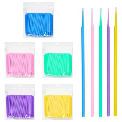 Okuna Outpost 1000 Pieces Disposable Micro Applicator Brushes for Eyelash Extensions (5 Colors)