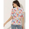 Allegra K Women's Floral Ruffle Mock Neck Puff Short Sleeves Chiffon Blouses - 4 of 4