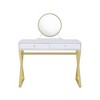 Metal & MDF Rectangular Vanity Desk with Mirror, Jewelry Tray, Crystal Handles, and 2 Drawers - 3 of 4