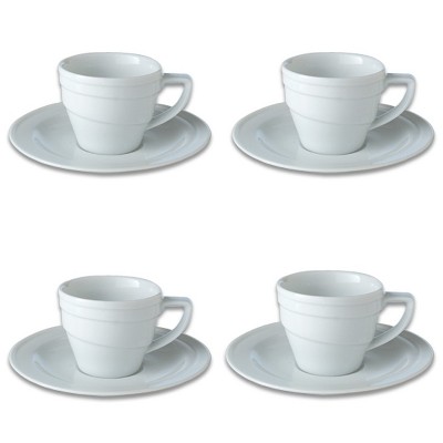 BergHOFF Essentials 3.5Oz Porcelain Espresso Cup & Saucers, Set of 4