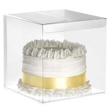 Juvale 30-Pack Clear Gift Boxes - 6x6x6 In Square Plastic Transparent Boxes for Cakes, Wedding, Baby Shower, Birthday Party