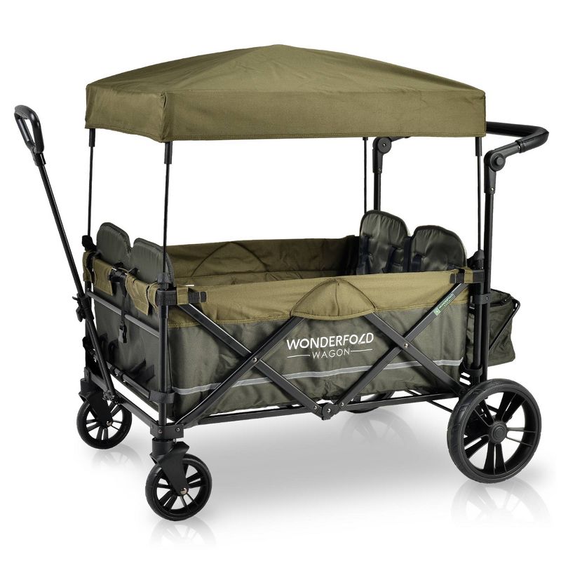 WONDERFOLD X4 Push and Pull 4 Seater Wagon Stroller - Green, 1 of 5