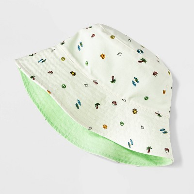 Girls&#39; Reversible Icon Print Bucket Hat - art class&#8482; Cream