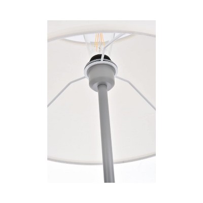 Adjustable Concrete Gray & White Iron Floor Lamp with Fabric Shade