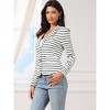 INSPIRE CHIC Women's Notched Collar Long Sleeve Button Front Striped Blazer - 2 of 4