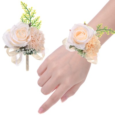 Unique Bargains Wedding Prom Parties Special Events Artificial Wrist Corsage 1 Set
