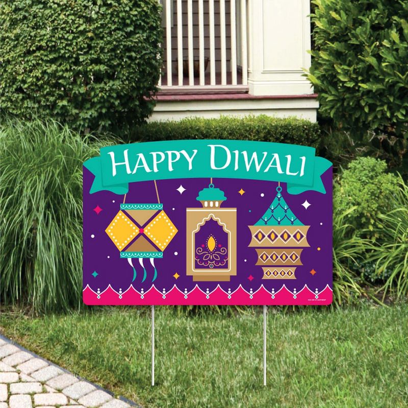 Big Dot of Happiness Happy Diwali - Festival of Lights Party Yard Sign Lawn Decorations - Party Yardy Sign, 1 of 8