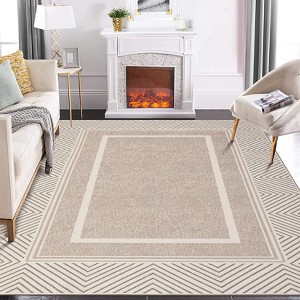 Modern Washable Bordered Area Rug, Ultra-Thin Non-Slip, Non-Shedding Foldable Mat, Chic Aesthetic Carpet for Living Room, Bedroom, Office - 1 of 4