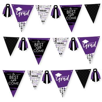 Big Dot of Happiness 30 Piece Purple Graduation Party Pennant Triangle Banner