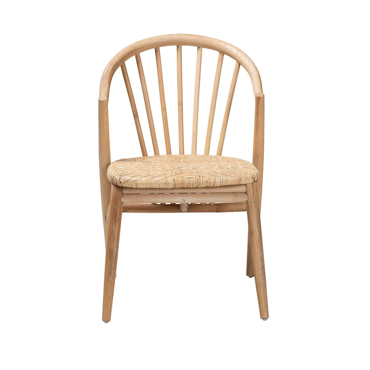 bali & pari Kobe Mid-Century Modern Natural Brown Finished Wood and Rattan Dining Chair - thumbnail 3