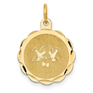Black Bow Jewelry 14k Yellow Gold Love Birds Disc Charm or Pendant, 16mm - 1 of 4