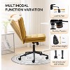 VINGLI Mid Back Armless Office Desk Chair with Wheels/no Wheels,360°Rocking Swivel Vanity Chair with Thickened Cushion, Linen - 4 of 4
