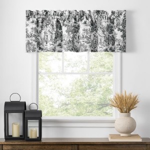 Ellis Curtain Victoria Park Toile Water Proof Room Darkening Blackout Tailored Window Valance - 70 x 12" Black - 1 of 3