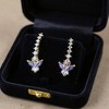 Anna-Kaci Butterfly Crystal Earrings with Graduated Stone Accents and Delicate Winged Design for a Sparkling Feminine Elegant Look - Purple - 2 of 4