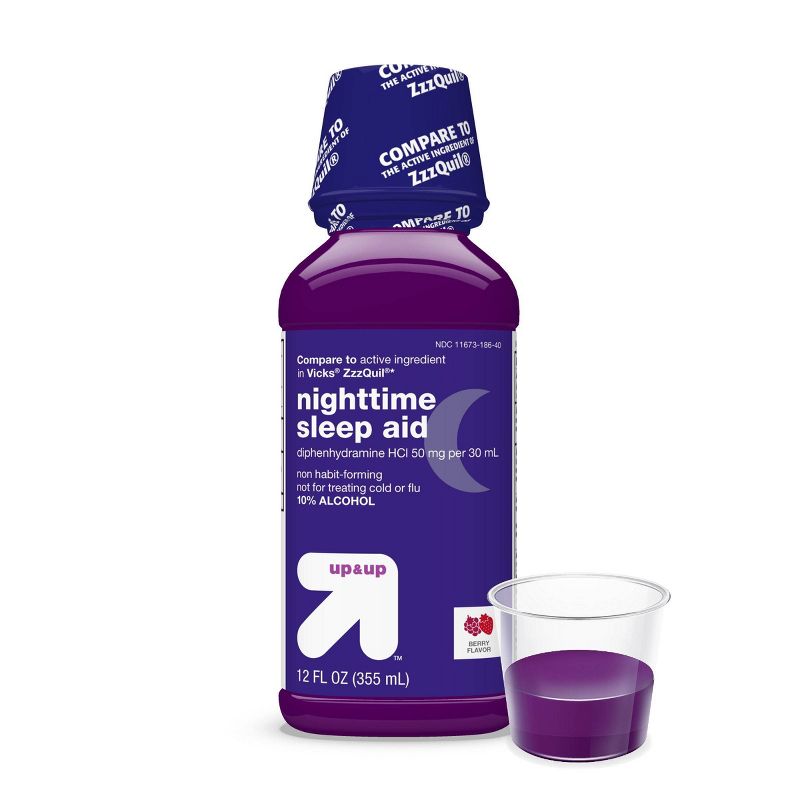 Diphenhydramine HCl Nighttime Sleep Aid Liquid - Berry - 12 fl oz - up &#38; up&#8482;, 6 of 9