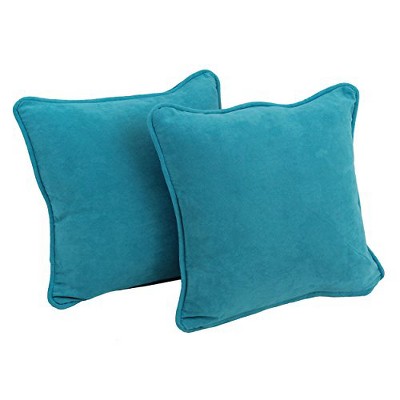 Aqua Blue Microsuede Square Throw Pillows Set of 2