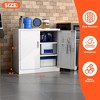 AOBABO 31.5" H Small Garage Storage Cabinet with Pegboard,Lockable and 2 Adjustable Shelves for Garage, Office, School, Assembly Required, White - 3 of 4