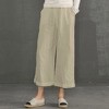 ECUPPER Womens Linen Cropped Pants Loose Casual Capri Cotton Wide Leg Plus Size Elastic Waist with Drawstring Trouses - 3 of 4