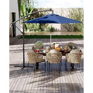 10Ft Offset Hanging Market Patio Umbrella with Easy Tilt Adjustment, Polyester Shade, 8 Ribs for Backyard, Poolside, Lawn and Garden - 1 of 4