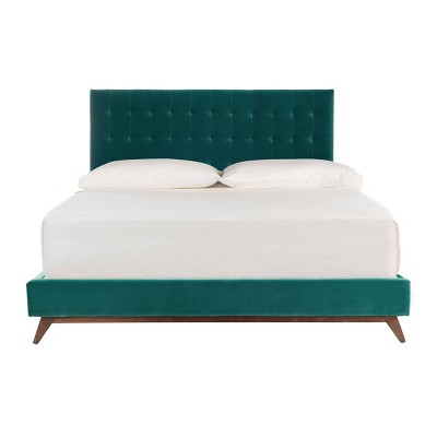 King Tsarina Velvet Tufted Bed Dark Seafoam - Safavieh