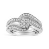 Silver 1/3ct Cttw Multi-Diamond Bypass Vintage-Style Bridal Set Ring and Band - 2 of 4